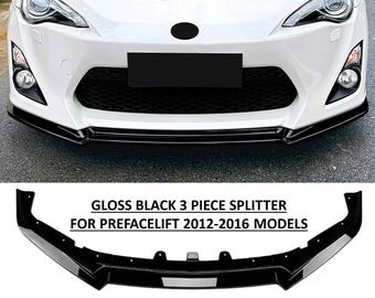Para Toyota GT86 PREFACELIFT Kit de carrocería de alerón divisor delantero negro brillante 12-16
