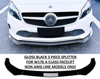 Para Mercedes Clase A W176 Non AMG LINE, labio divisor delantero negro brillante FACELIFT 16-18