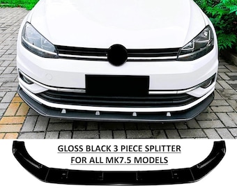 Kit de alerón divisor delantero negro brillante para VW Golf MK7.5 R GTD GTI Tsi Tdi 16-20