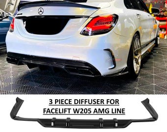 Kit de alerón y difusor trasero negro brillante para Mercedes Clase C W205 2019-21