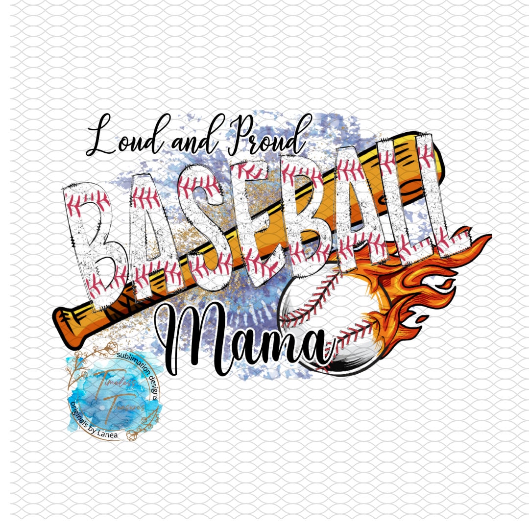 Baseball: Loud Proud Baseball Mom, Original Design Sublimation PNG ...
