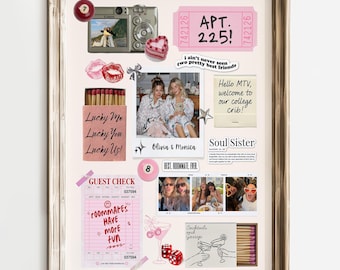 Roommate Matchbook Wall Art, Editable Canva Template, College Best Friend Gift, Coquette Printable Dorm Decor, Personalized Graduation Print