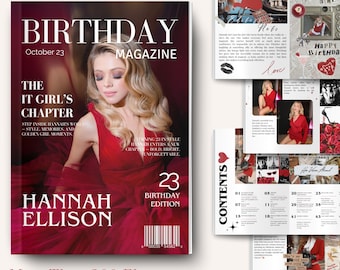 Birthday Magazine Template, Canva Template, Personalized Birthday Magazine Cover, Gift for Her, BFF Gift, Bestie Gift, Custom Photo Gift