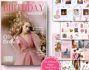Birthday Magazine Template, Canva Template, Personalized Birthday Magazine Cover, Gift for Her, BFF Gift, Bestie Gift, Custom Photo Gift