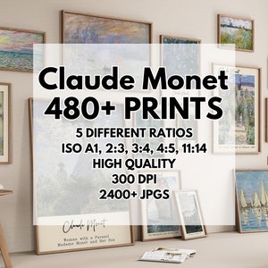 Claude Monet Prints, Monet Mega Bundle of +480,  Vintage Oil Paintings, Monet Canvas Prints, Impressionist Painting , Gallery Wall Art