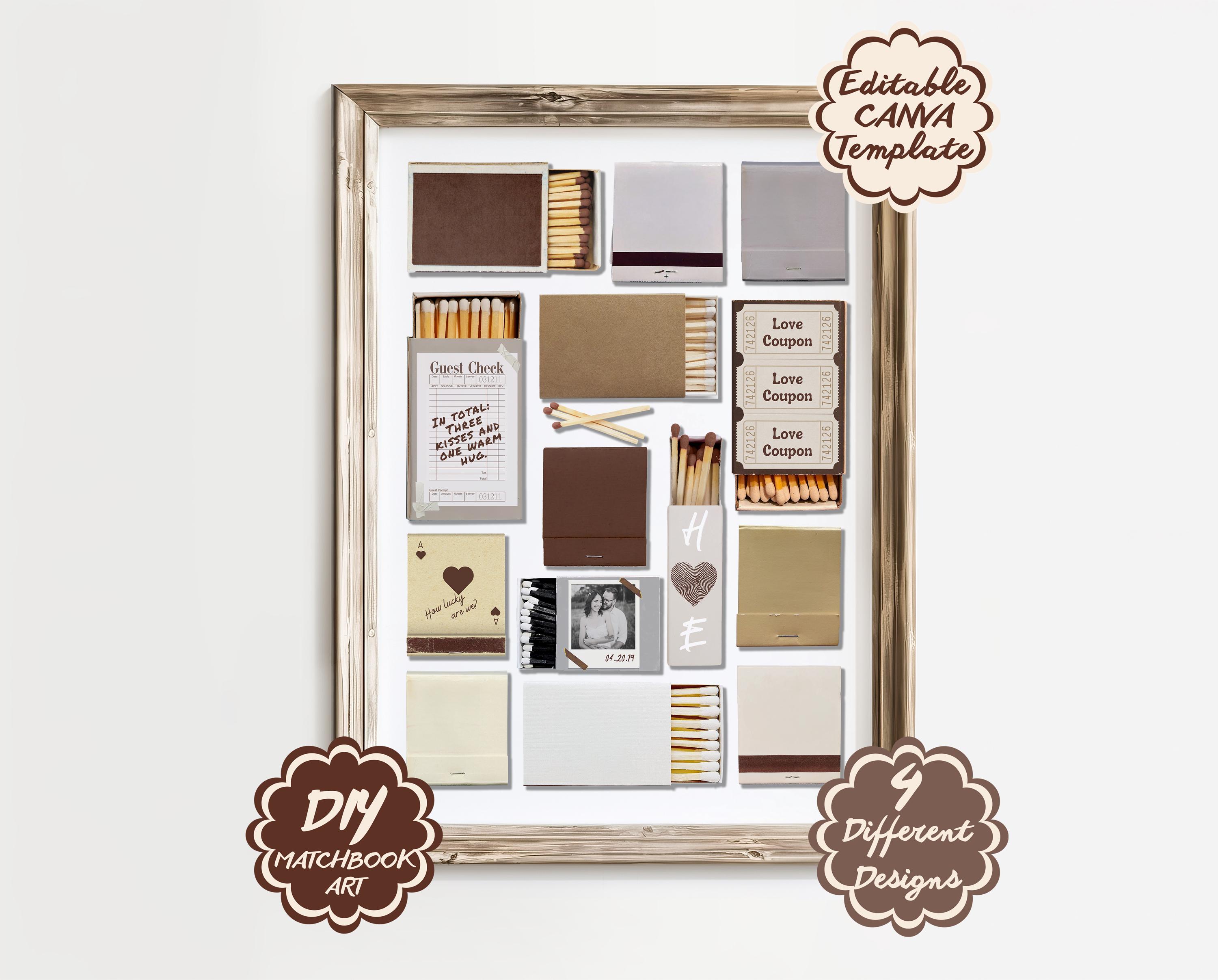 Blank Matchbook, Editable Canva Template, Neutral Matches, Beige Brown Colors, Shadow, Custom Matches, Personalized Digital Matchbook Art