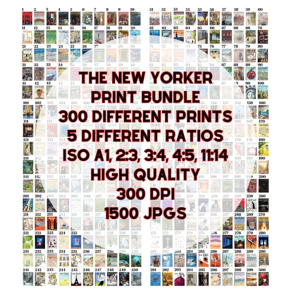 The New Yorker Set of 300 Prints, Magazine Cover, Vintage Art, Retro Poster, Contemporary Art, Magazine Art, Gallery Wall Art, Print Bundle