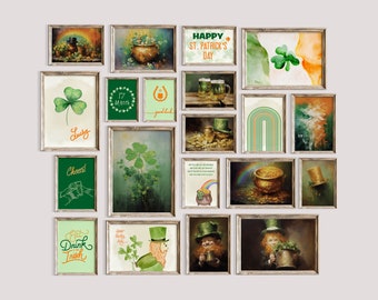 St Patricks Day  Set of 20, St Patricks Day Printables, St Patricks Day Green Home Decor, St Pattys Day Print, Irish Print, Shamrocks, Luck