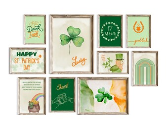St Patricks Day Wall Art, St Patricks Day Printables, St Patricks Day Green Home Decor, St Pattys Day Print, Irish Print, Shamrocks, Luck