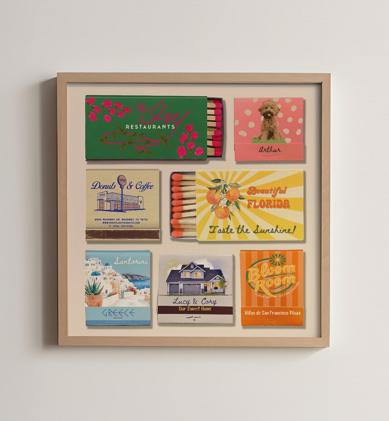 Custom Matchbook Art of 7, Personalized Digital Matchbox Print ...