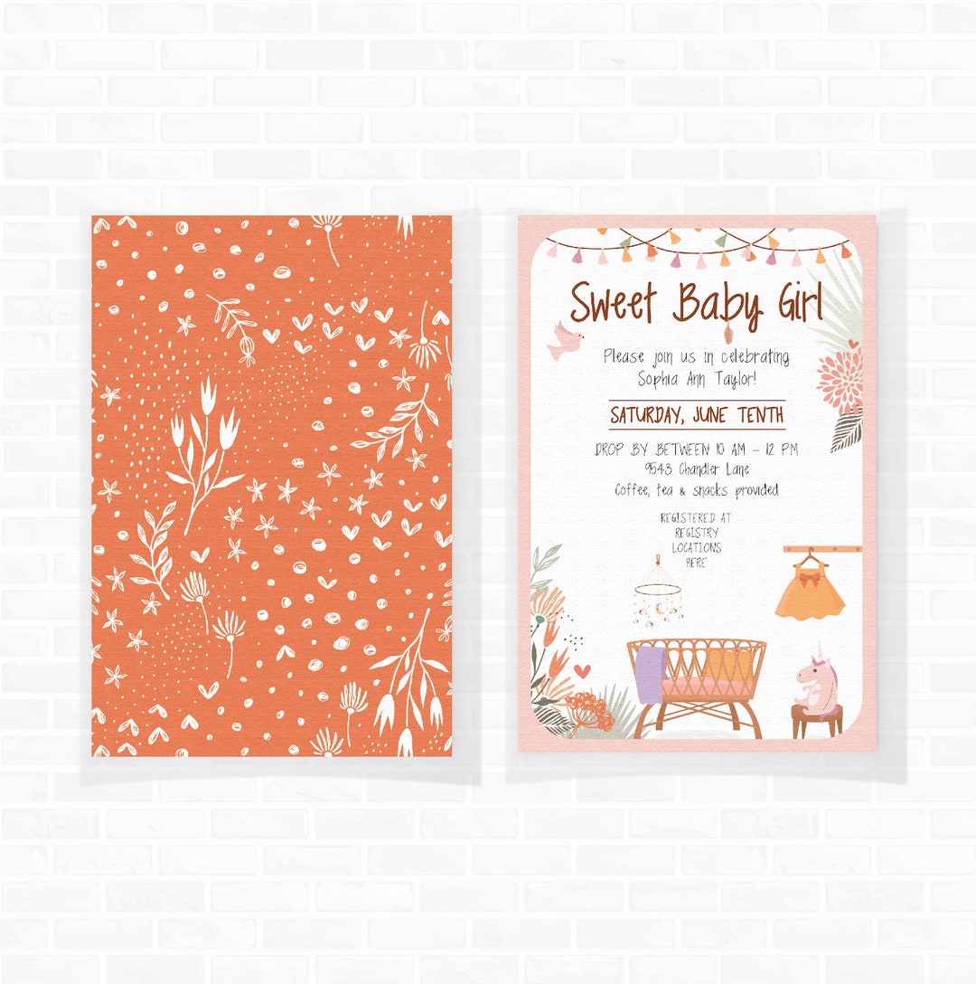Modern Baby Girl Shower Invitation Etsy