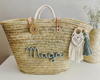 Capazo de mimbre playa personalizado, bolso playa, bolso niña con nombre, regalo profesora, regalo comunión, regalo Día de la Madre, mujer