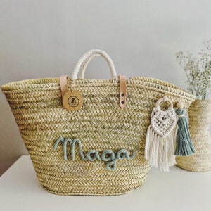 Personalisierte Strandtasche aus Korbgeflecht, Strandtasche, Mädchentasche mit Namen, Lehrergeschenk, Kommunionsgeschenk, Muttertagsgeschenk, Abschluss