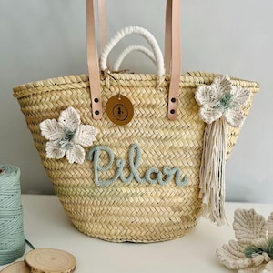 Bolsa paja personalizada - Despedida de soltera - Coffa siciliana - Regalo profesora comunión- Idea regalo personalizada - Mimbre y cuero
