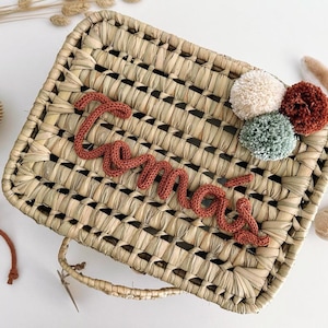 Mallette personnalisée en feuille de palmier, panier de rangement, cadeau personnalisé, cadeau bébé, cadeau de naissance pour fille ou garçon, baptême, communion.