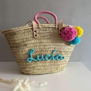 Capazo de mimbre playa personalizado, bolso playa, bolso niña con nombre, regalo profesora, regalo comunión, regalo Día de la Madre, mujer imagen 2