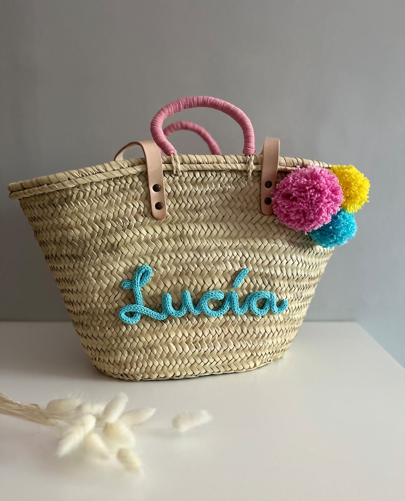 Capazo de mimbre playa personalizado, bolso playa, bolso niña con nombre, regalo profesora, regalo comunión, regalo Día de la Madre, mujer imagen 2