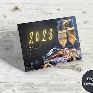 2023 Happy New Year Card, Printable Greeting Card, Happy New Year