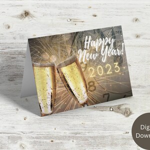 2023 Happy New Year Card, New Year Card 2023 Printable, 7x5 in Printable Greeting Card