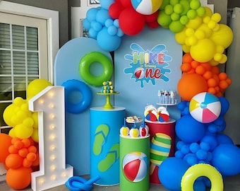 146pcs Beach Ball Tropical Balloon Garland Arch Kit for Kids Luau Hawaii Baby Shower Events Birthday Party Supplie