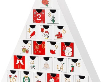 Handmade Christmas Wooden Advent Calendar with 24  Drawers