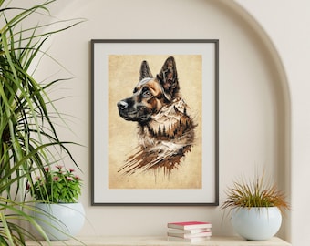 Dutch shepherd wall deco, shepherd art, Pet Art, Pet lover gift, Dog art, Shepherd mom gift, Dog Wall Art, Vintage dog art, rustic pet art