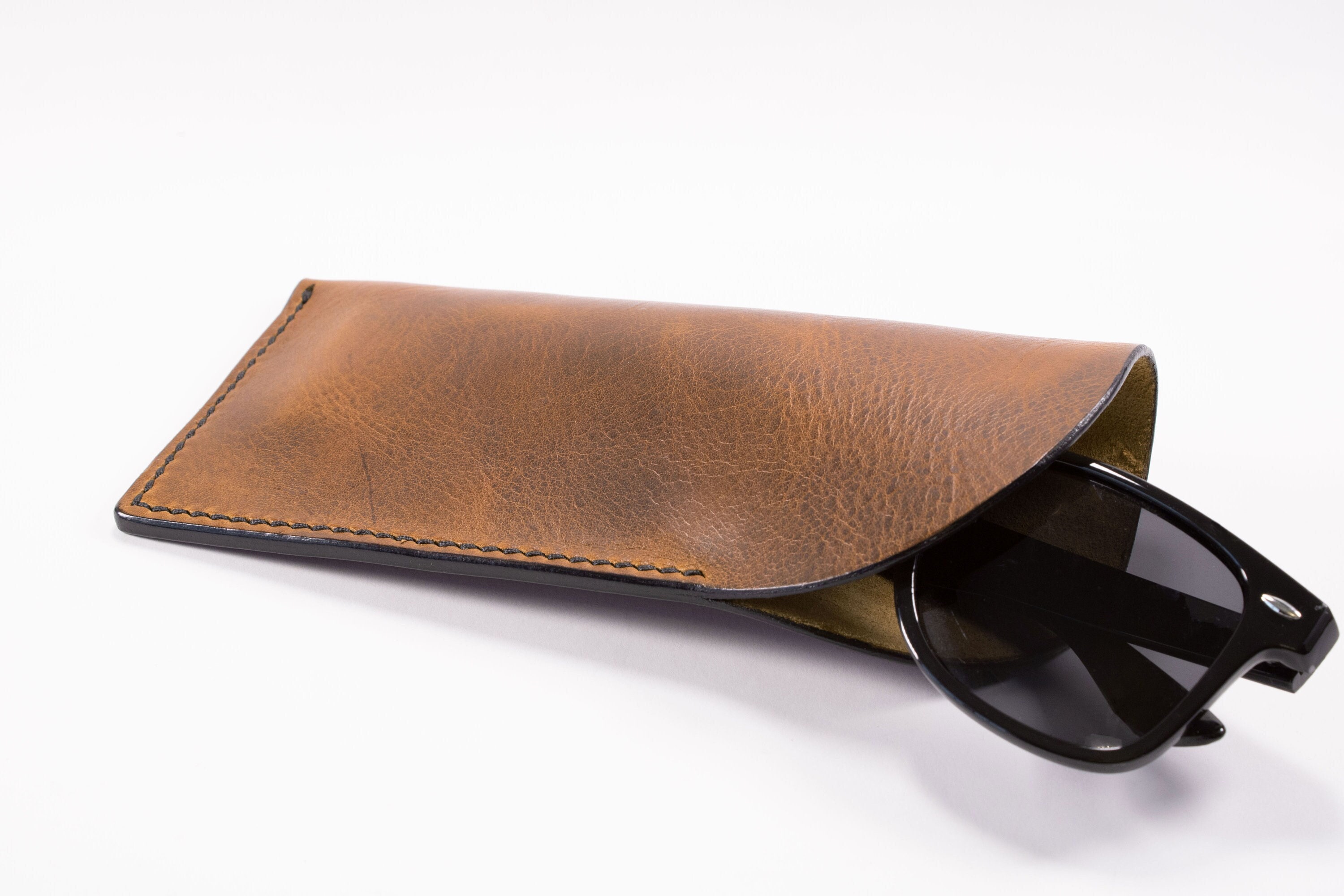 Genuine Leather Glasses Case Sunglasses Pouch Eyeglass Case with Microfiber Soft Sunglasses Case - XL Eyeglass Pouch - Passport Holder  main image 2