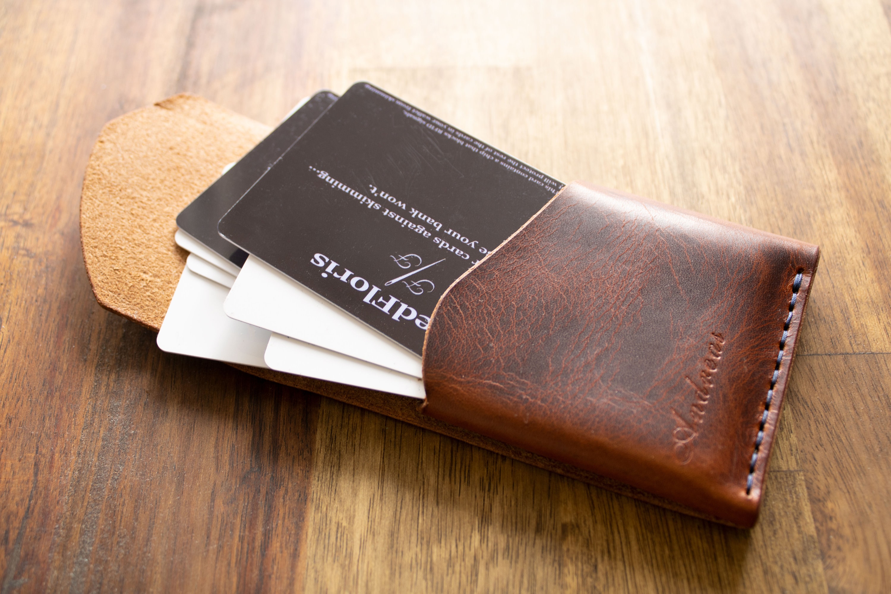 The Slim Wayfarer - Dark Cognac - Personalized Slim Leather