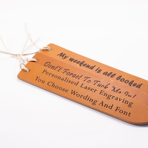 Personalized Leather Bookmark - Handmade Custom, Booksworm Bookmark, laser engraved Bookmark, boyfriend gift, girlfriend gift, Fathers Gift