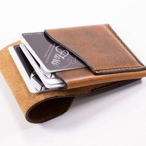 Dark Cognac - Cartera de cuero minimalista para hombre, personalizada, tarjetero para mujer, cartera delgada, cartera de hombre, hecha a mano, personalizada