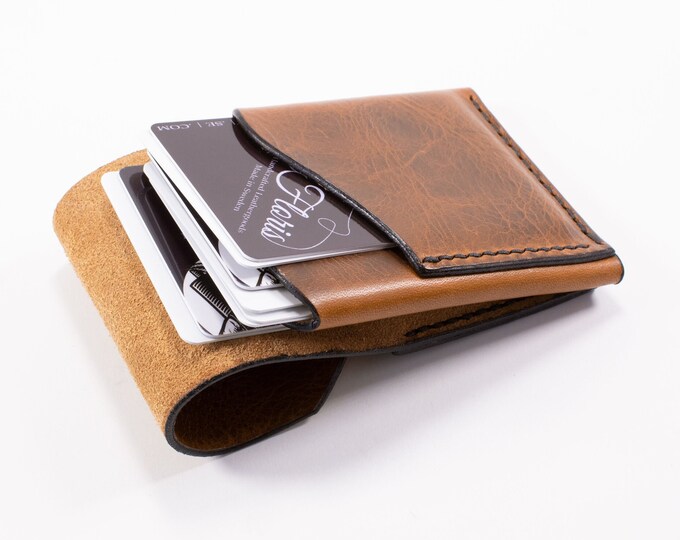 HAMMONDS FLYCATCHER Men's RFID Blocking Leather Wallet - Cognac, Minimalist Bi-Fold With Coin Pocket