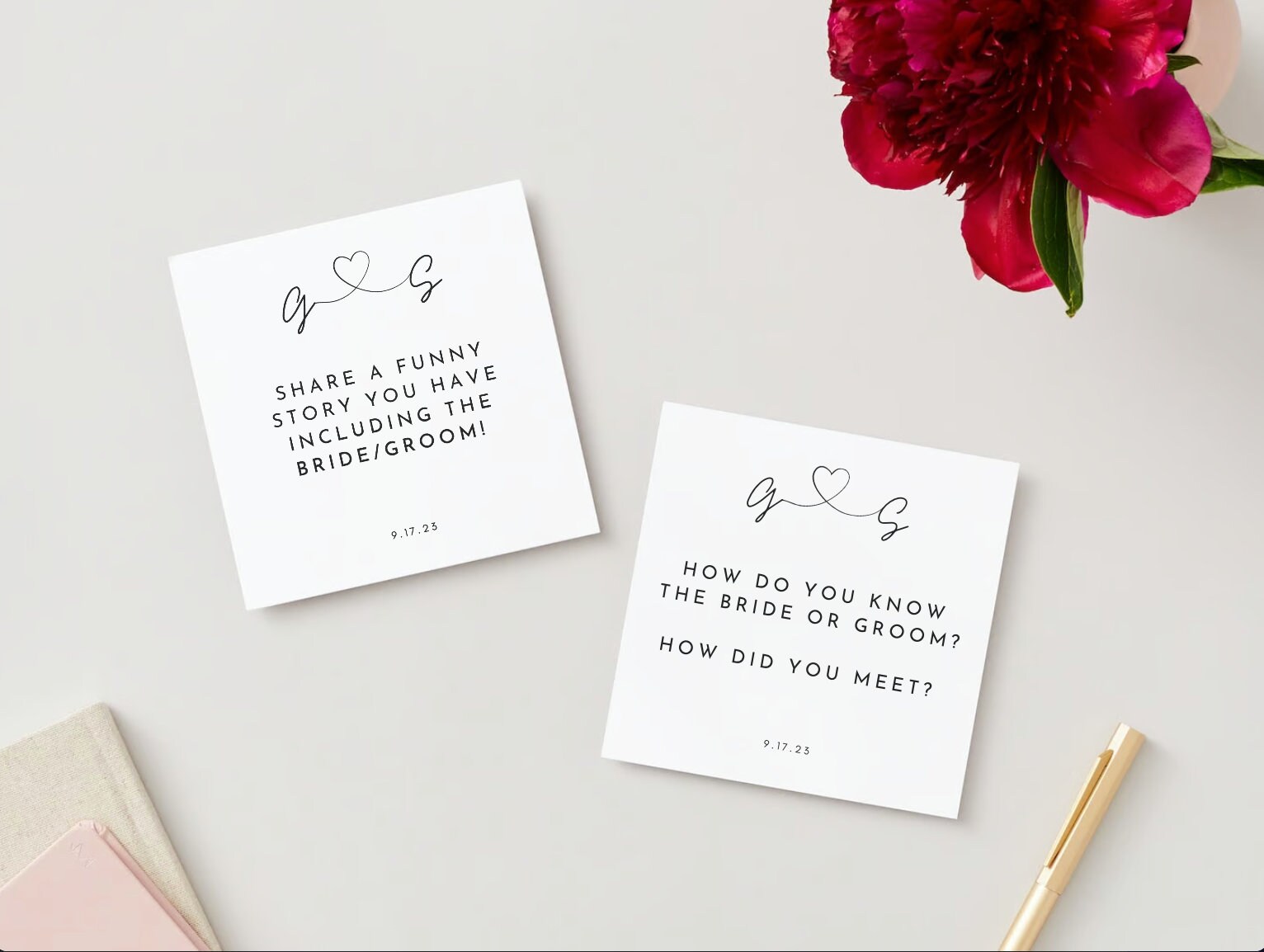 Wedding Table Ice Breaker Cards for guests
