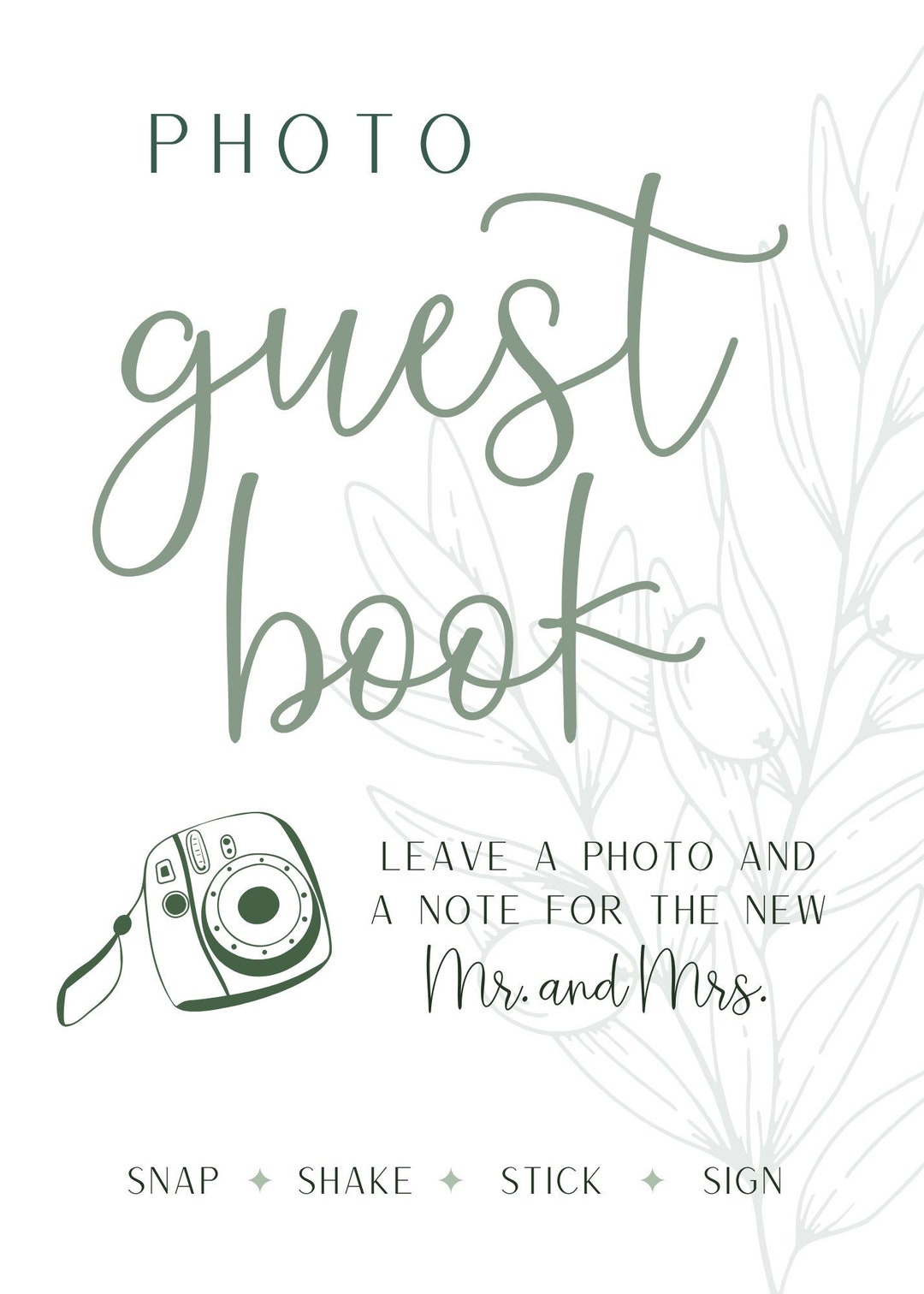 Wedding Photo Guest Book Template (download) - Etsy