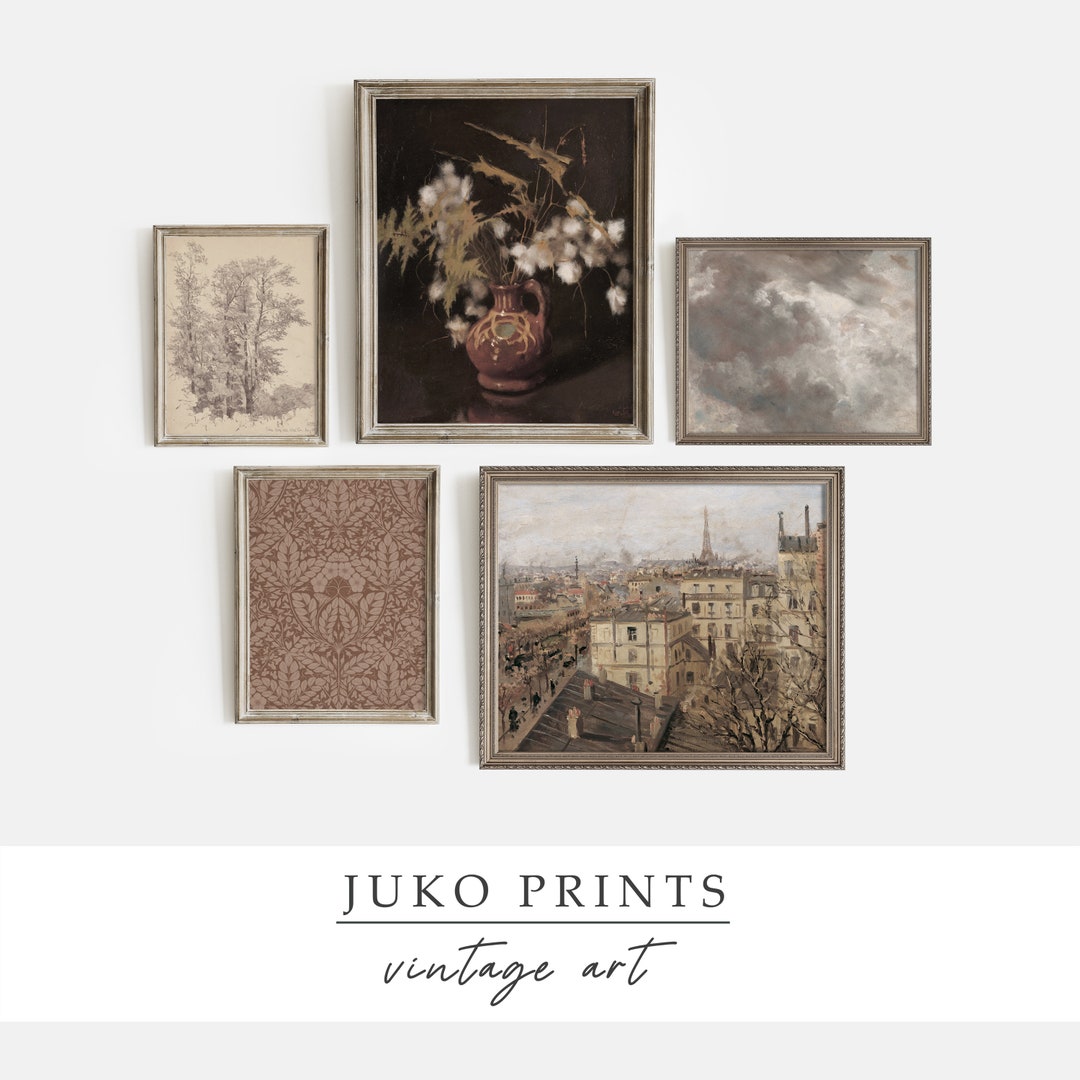 Vintage Neutral Gallery Wall Set Gallery Art Print Set of 5 five ...
