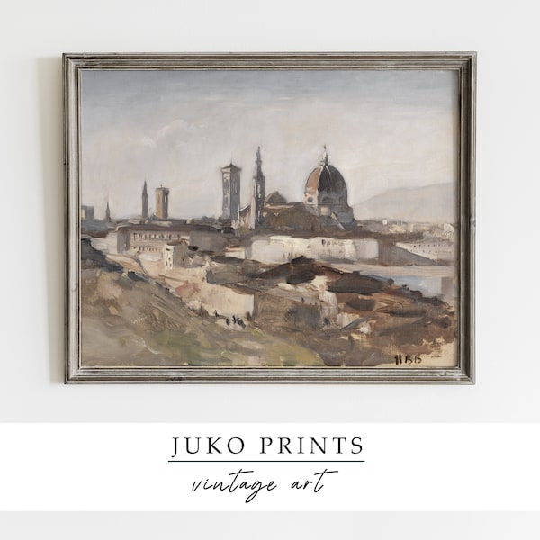 Printable Florence Painting | Italy Cityscape Vintage Neutral Wall Art | Digital Prints | Downloadable Art | Sin210