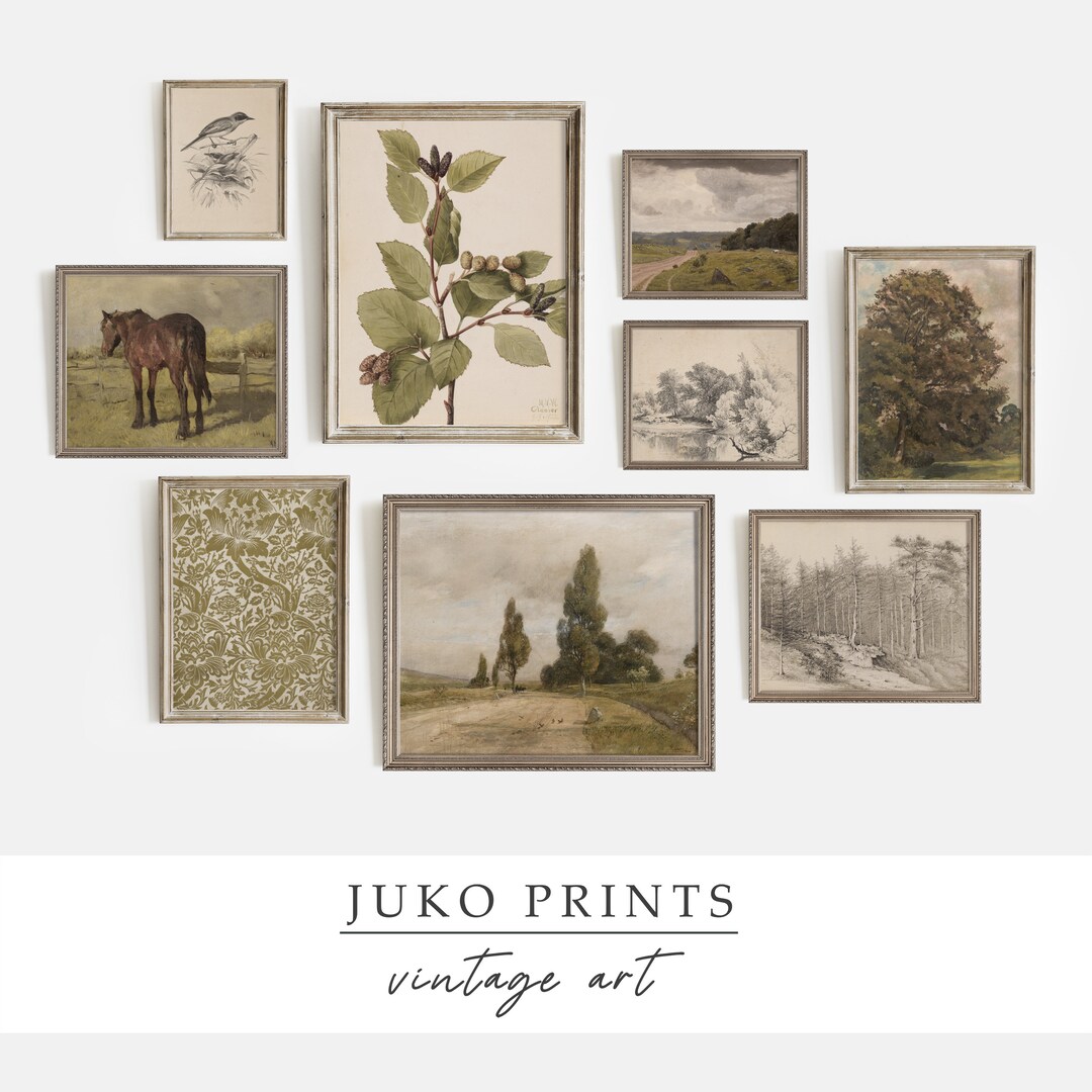 Printable Vintage Gallery Wall Art Set of 9 nine Prints Antique Prints ...