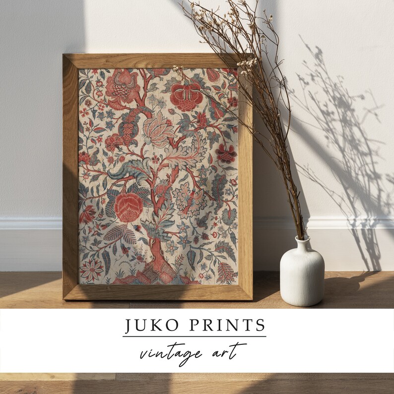 Red Printable Vintage Gallery Wall Art Set Set of 5 five Prints Antique ...