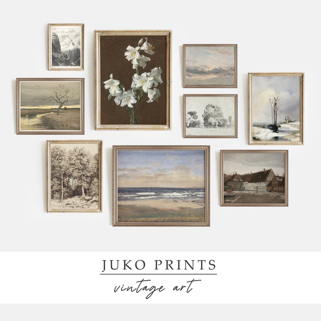 Printable Wall Art Vintage Gallery Wall Art Set of 9 nine Paintings for ...
