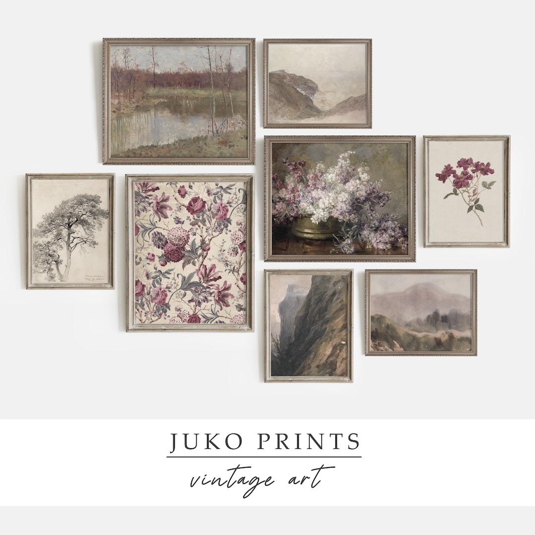 Warm Aesthetic Printable Vintage Gallery Wall Art Set Set of 8 eight ...