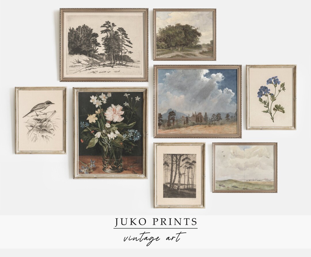 Printable Wall Art Set of 8 eight Prints Vintage Paintings for Home ...