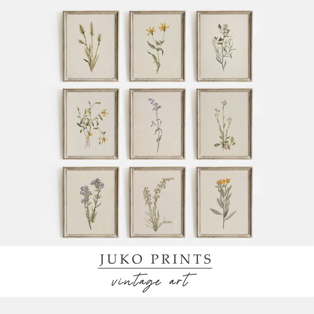 Vintage French Country Gallery Wall Art Set of 9 nine Prints Vintage ...