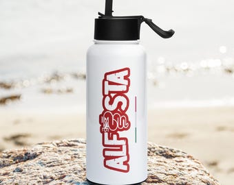 Stainless steel water bottle with a straw lid