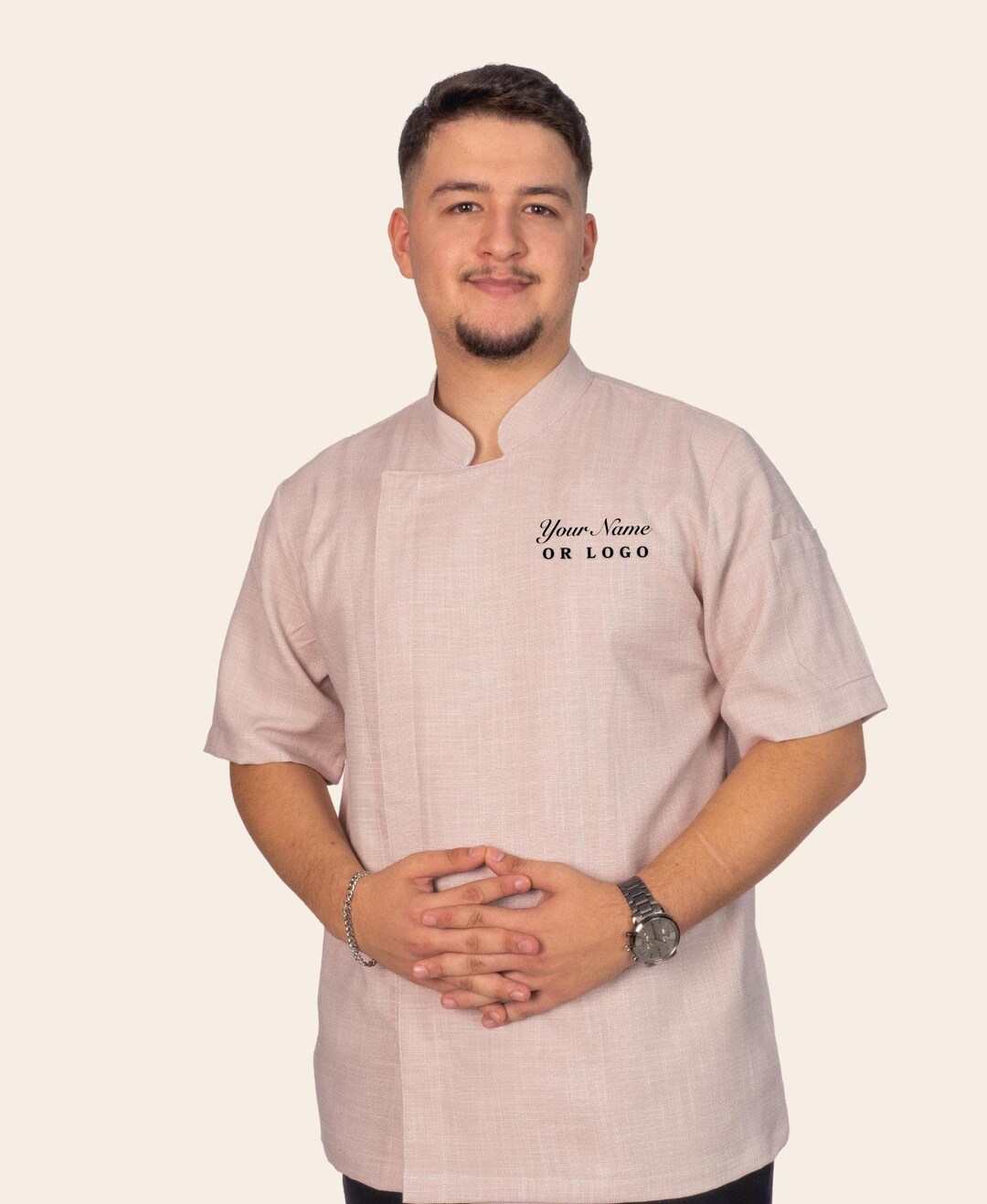 Basic Costom For Men Linen Costom Chef Coat for Men and Women Personalized Chef Coat Short ...