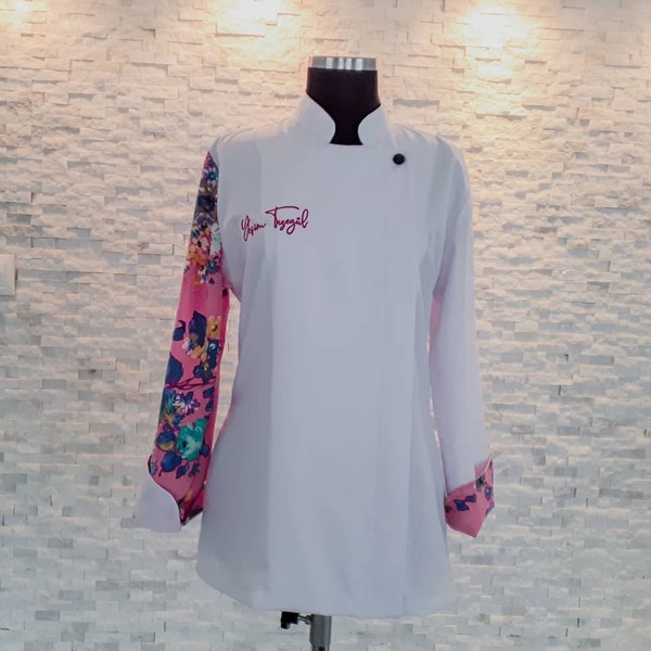 Patterned Personalized Chef Coat Chef Jacket For Women Bartender Uniform Free Embroidery Chef Gift Unisex Restaurant Pub Bar Bakary