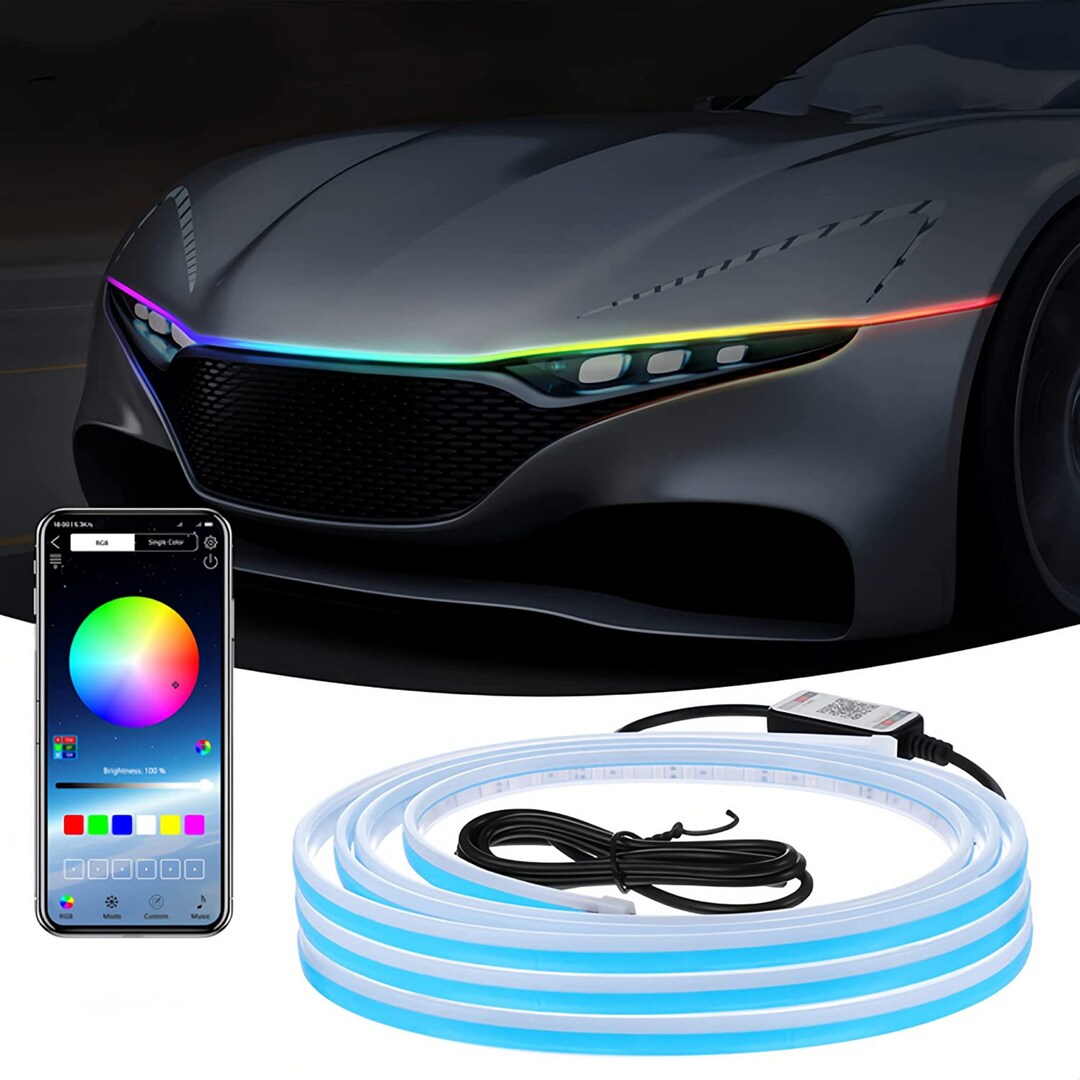 Car Led Hood Lights Multicolor 120modes59 Inch12v Led Etsy