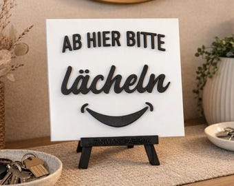 3D Text Mini Schild mit lustigen Spruch Lachen Wohnzimmer Küche Flur Eingang Wanddeko Tischdeko Familienbild Eingangsbereich