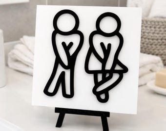 3D Text Mini Schild, WC Schild, Bad Deko, Toilettenschild, Gäste WC Schild, Baddeko, Klosprüche, WC Sprüche, Badezimmer Deko