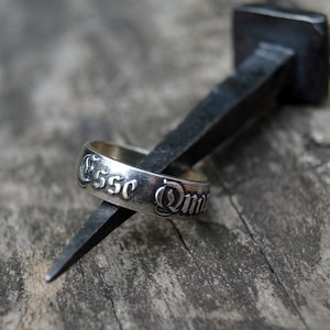 Silver 925 ring with Latin motto. Many sizes.