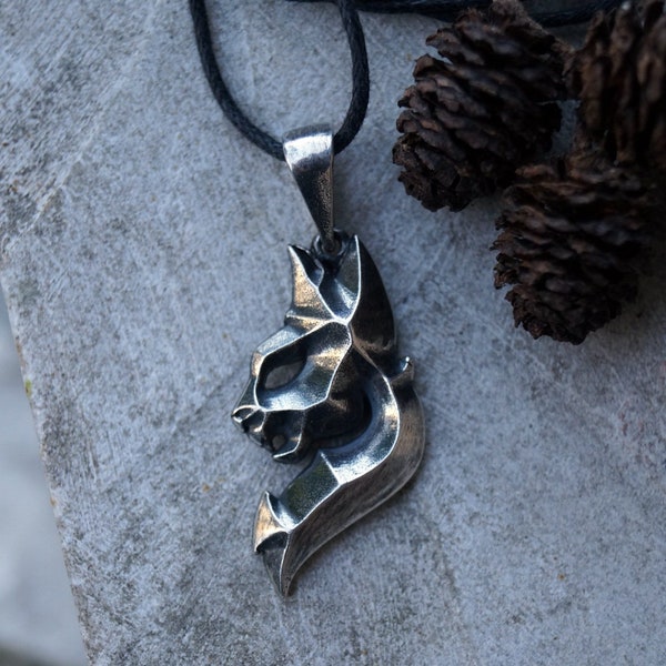 Fire lynx. silver pendant.