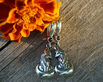 Сute foxes. silver 925 earrings